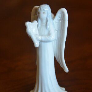 FLAVIA Porcelain Angel Figurine with Harp Angel Decor